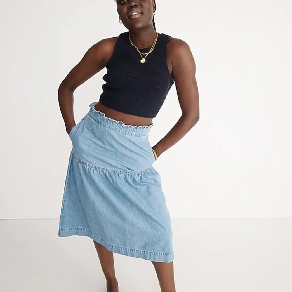 Madewell Pull-On Denim Skirt in Normandie Wash